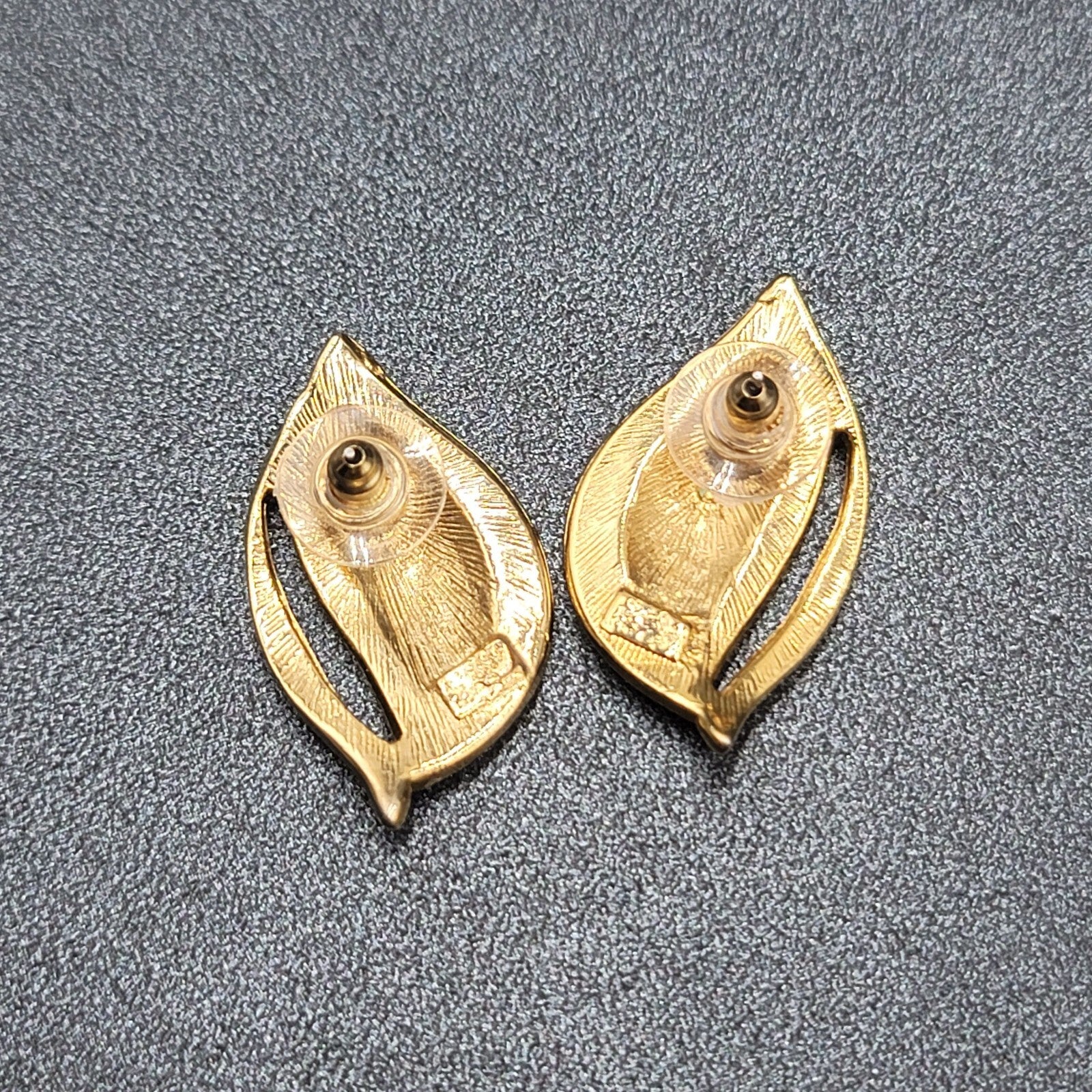 Vintage Pierced Earrings White Enamel Gold Plated Drop 1.25"