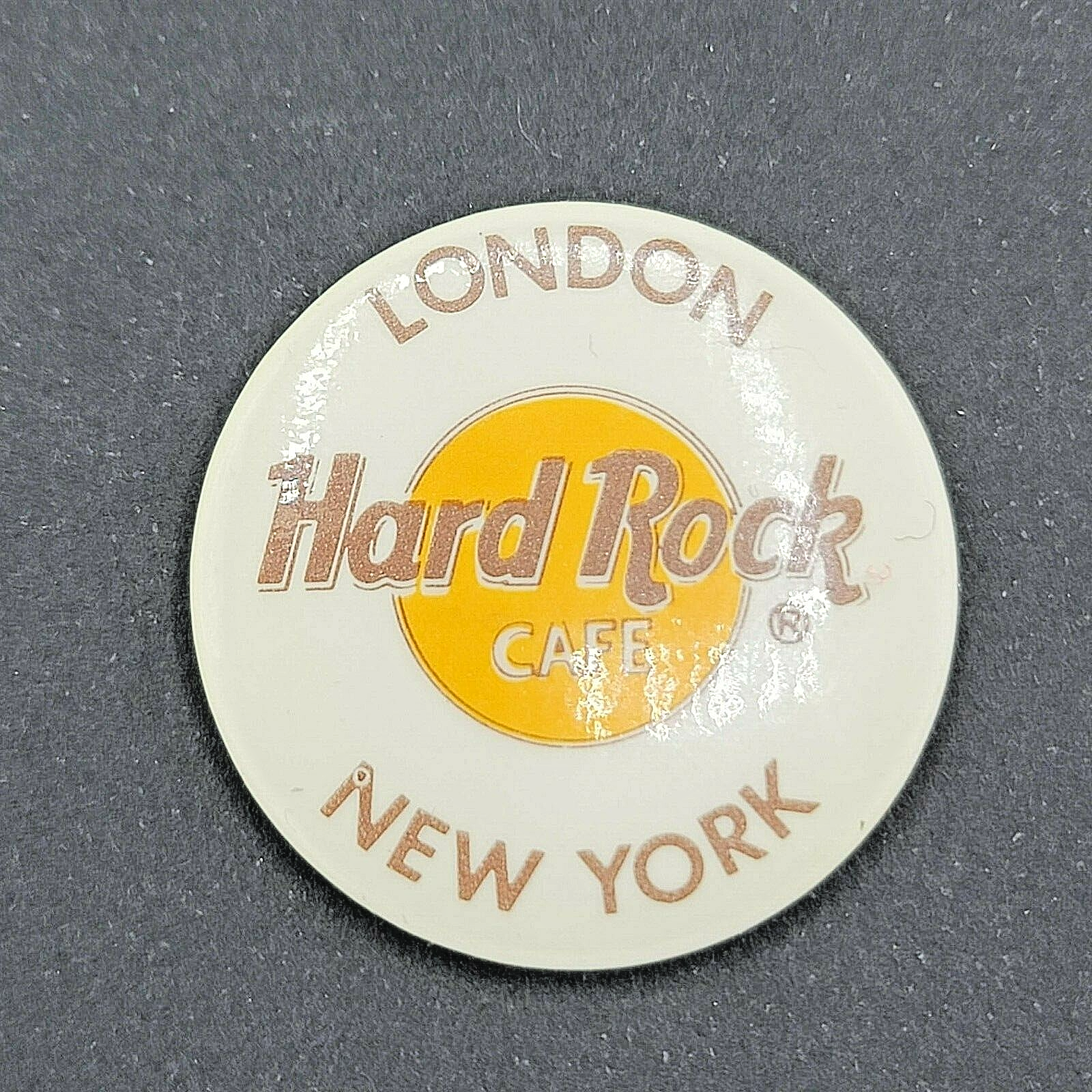 Vintage 80s Hard Rock Cafe London New York Pinback Button Pin Badge