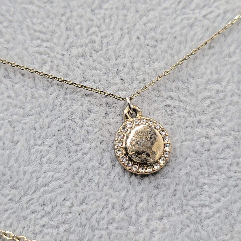 Necklace Lot of 4 Gold tone Petite Pendants Heart Snake Crystal