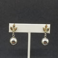 Pierced Earrings Silver tone Faceted Glass Metal Ball Statement Dangle 1 3/8"