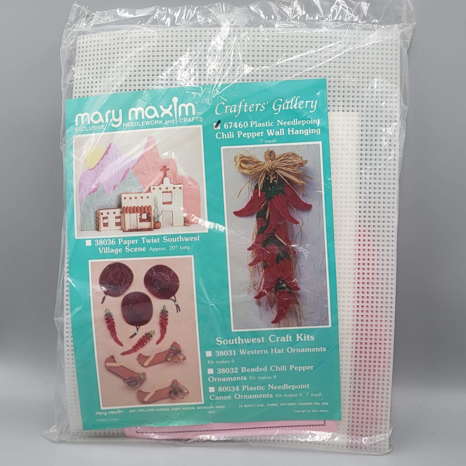 Mary Maxim Needlepoint Chili Peppers Wall Hanging Plastic Craft Kit #67460