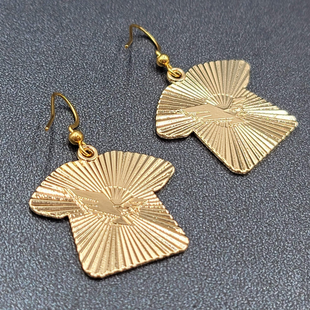 Nurse Scrub Top Pierced Earrings Red White Enamel Gold tone Dangle 1"