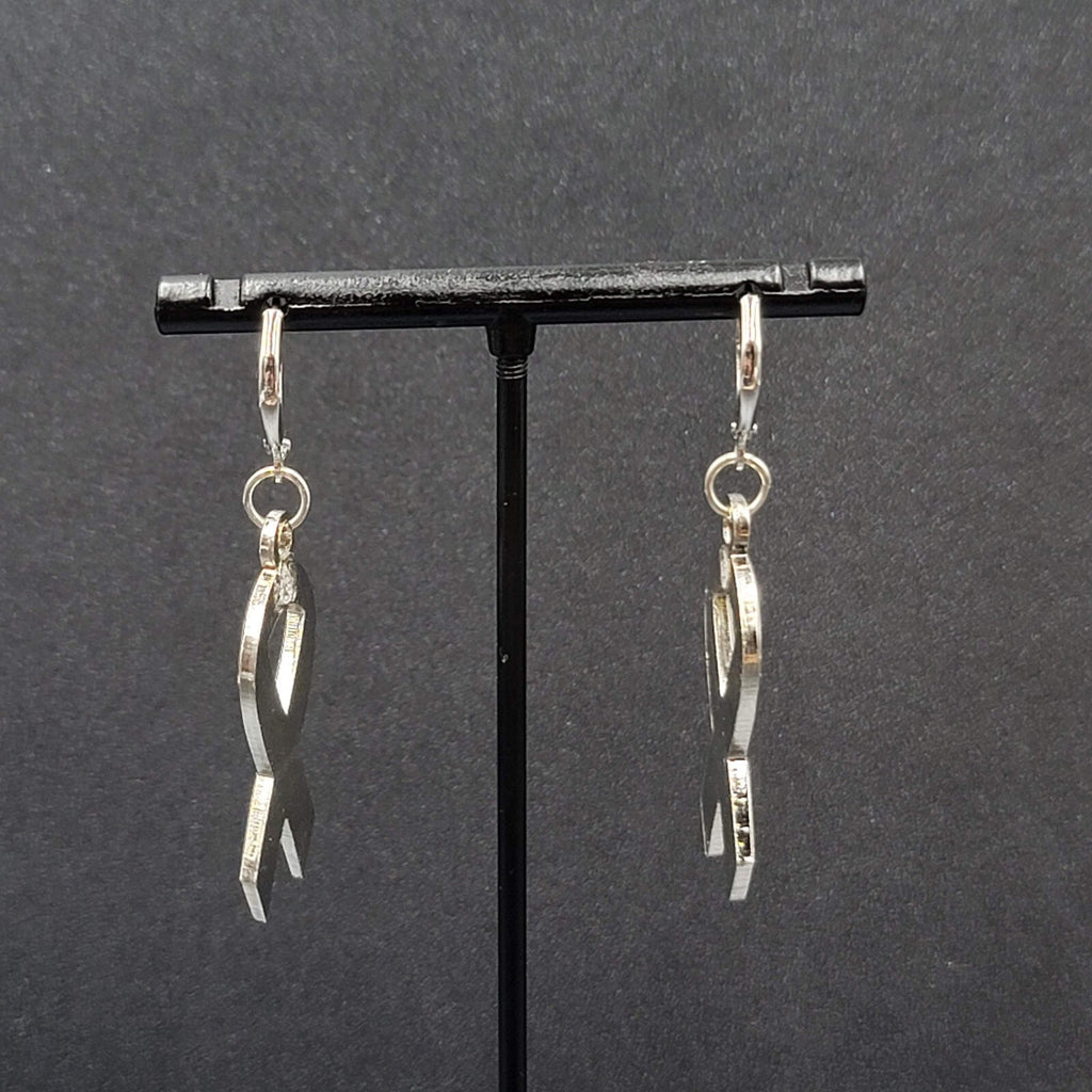 Pierced Earrings Touchstone Medical Imaging Breast Cancer Awareness Ribbon 1.5"