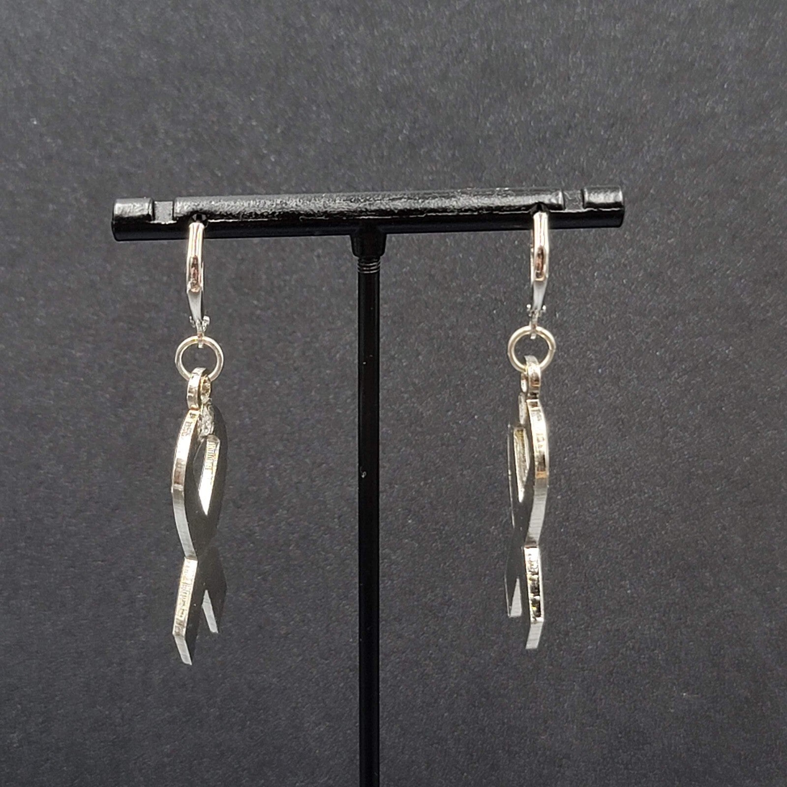 Pierced Earrings Touchstone Medical Imaging Breast Cancer Awareness Ribbon 1.5"