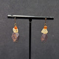 Pierced Earrings Bronze tone Acrylic Beads Natural Fall tones 1 1/8"