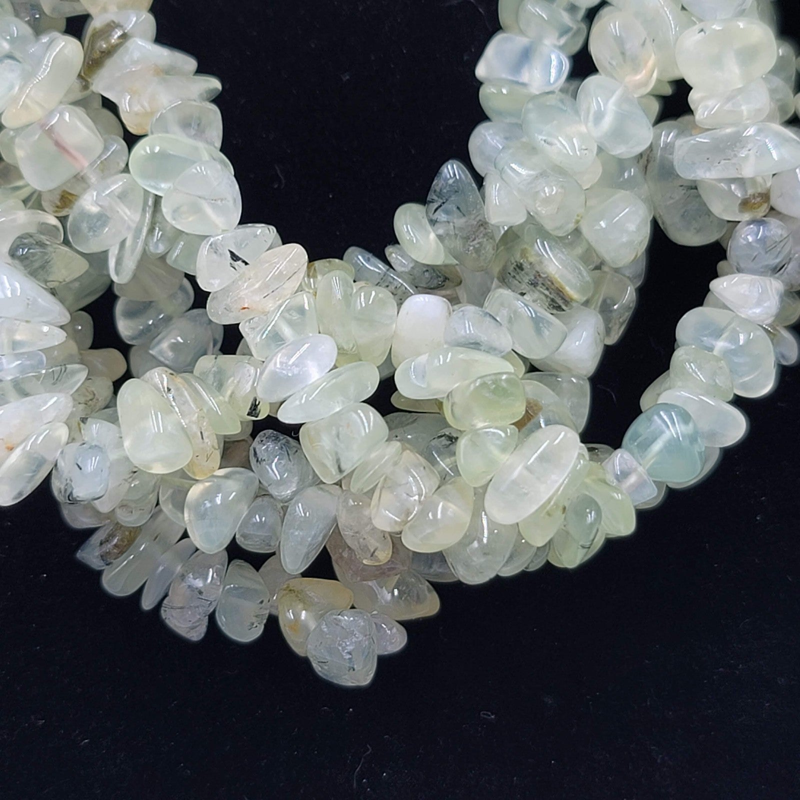 Artisan Light Green Stone Cluster Statement Necklace Multi Strand Gray Cord 20"