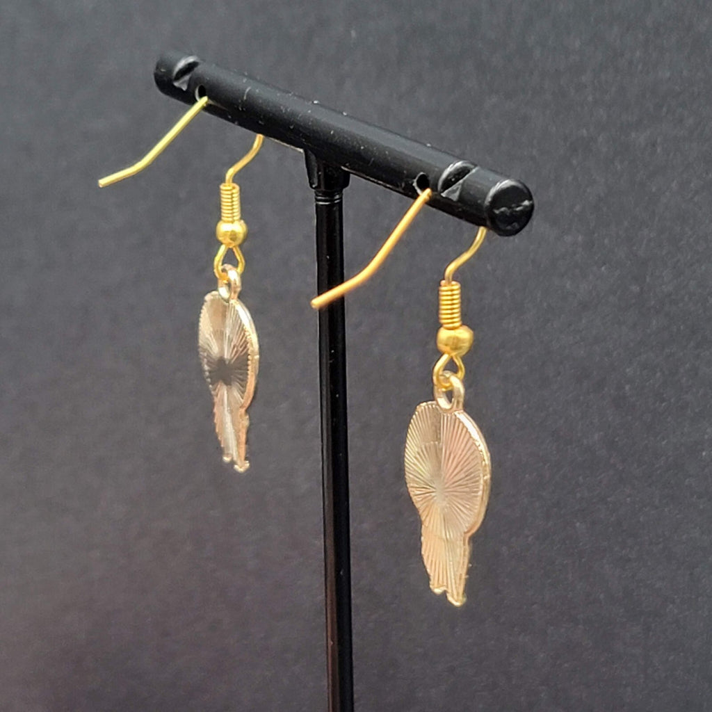 Halloween Mummy Pierced Earrings Gold tone Enamel Dangle 7/8"