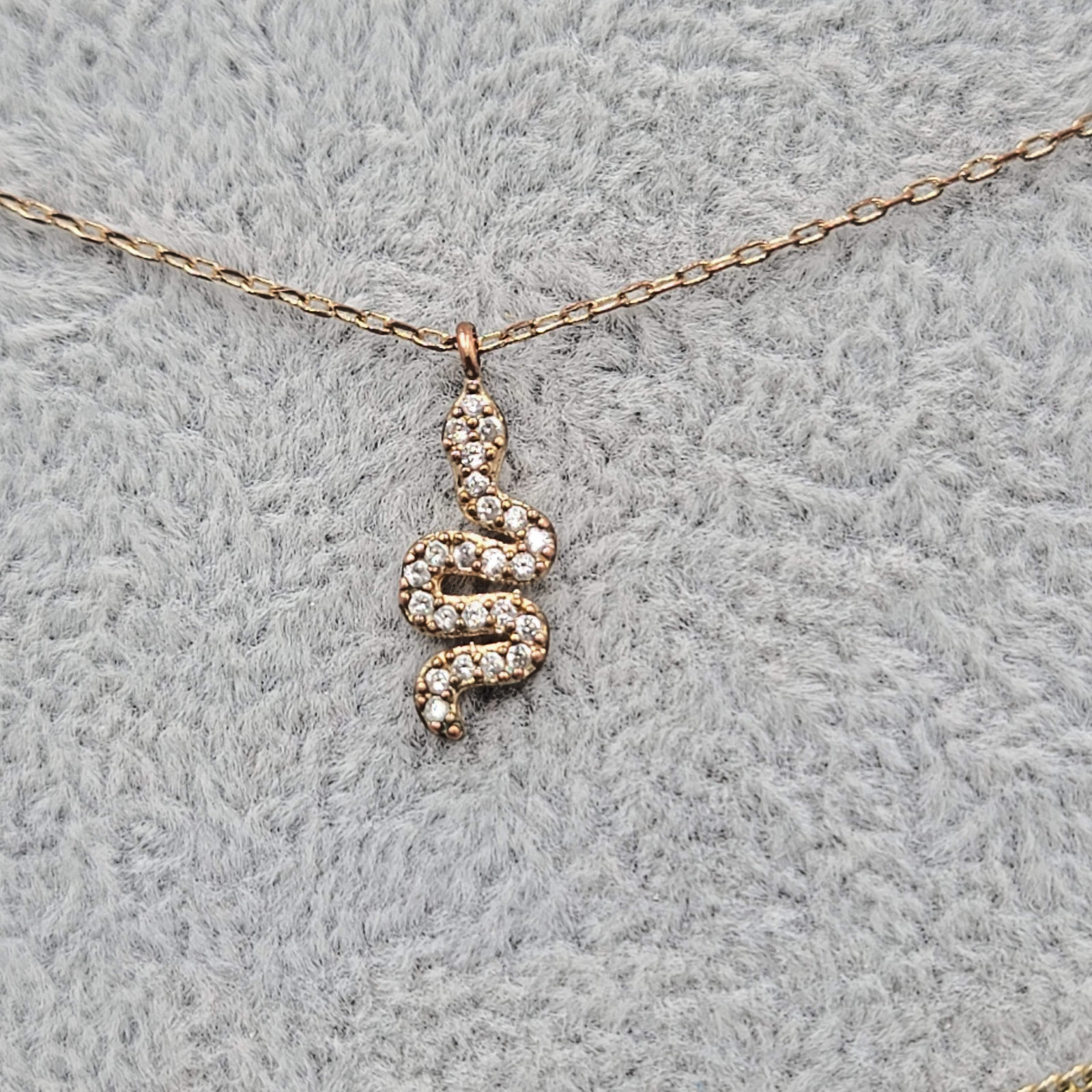 Necklace Lot of 4 Gold tone Petite Pendants Heart Snake Crystal