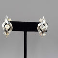 Vintage Clip on Earrings Silver tone Climber Rhinestone Twirl 1 1/8"