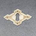 Vintage Aluminium Stamped Skeleton Key hole Escutcheon Salvage 2 3/8" x 1 1/2"