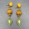 Pierced Earrings Neutral Color Beaded Large Statement Dangle 3 1/2"