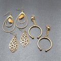 Lot of 3 Pierced Earrings Goldtone Teardrop Hoops Quartz Crystal Bead Wearable