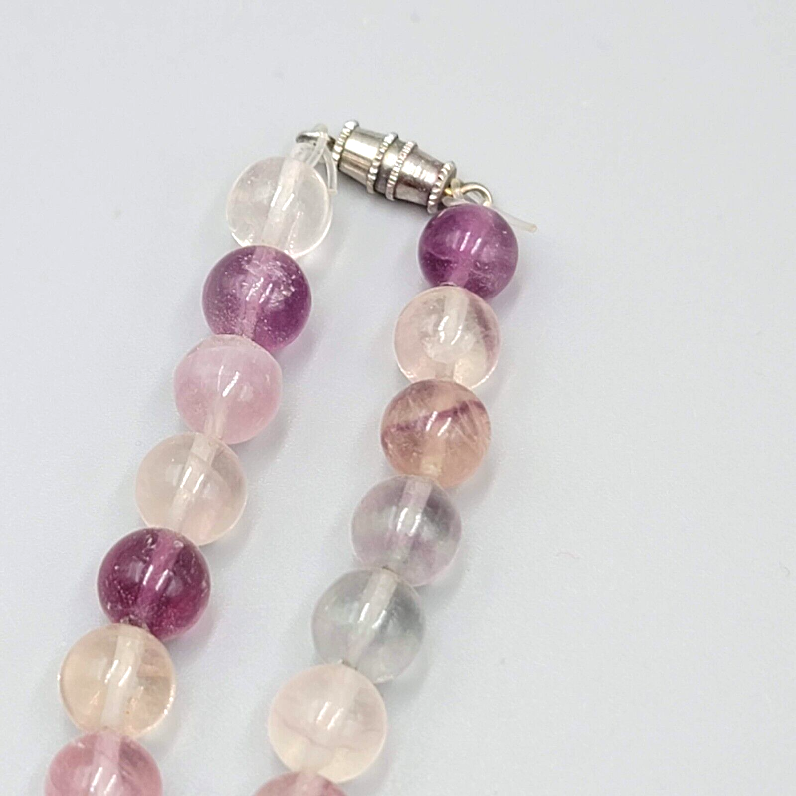 Purple Amethyst and Quartz Bead Necklace Stone 16"