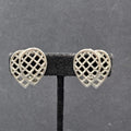 Vintage Clip on Earrings Silver tone Open Work Double Teardrop 1"