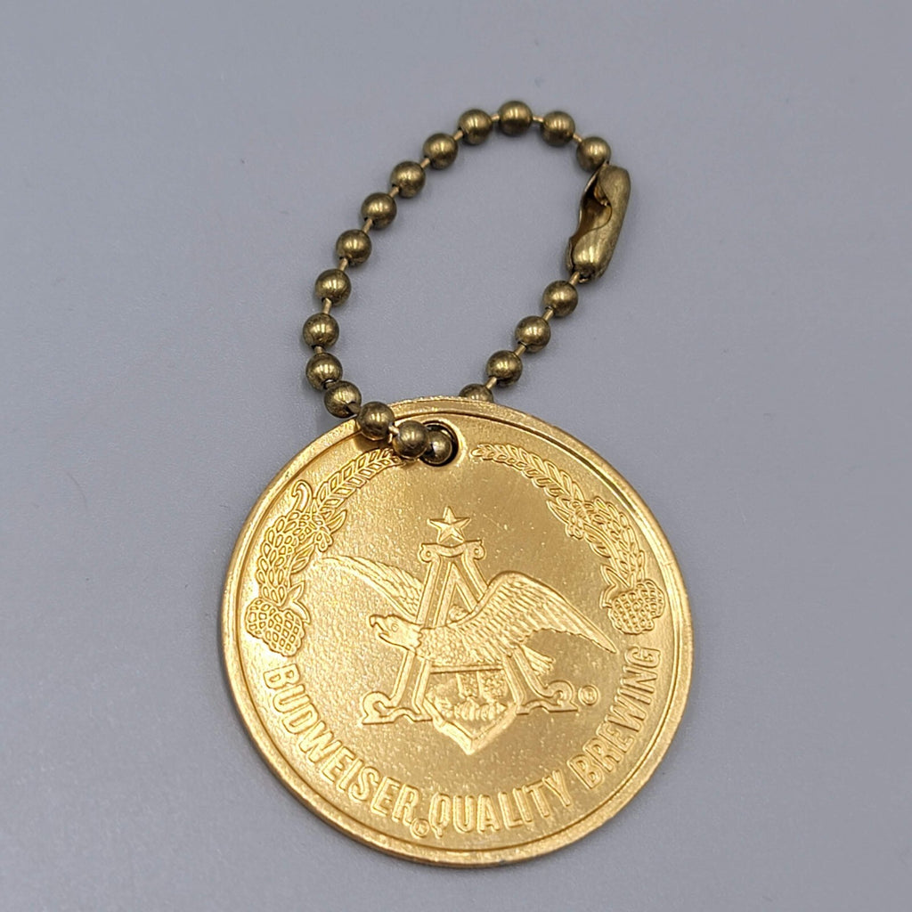 Vintage Keychain Token Budweiser Quality Brewing Natural Ingredients 1.5"