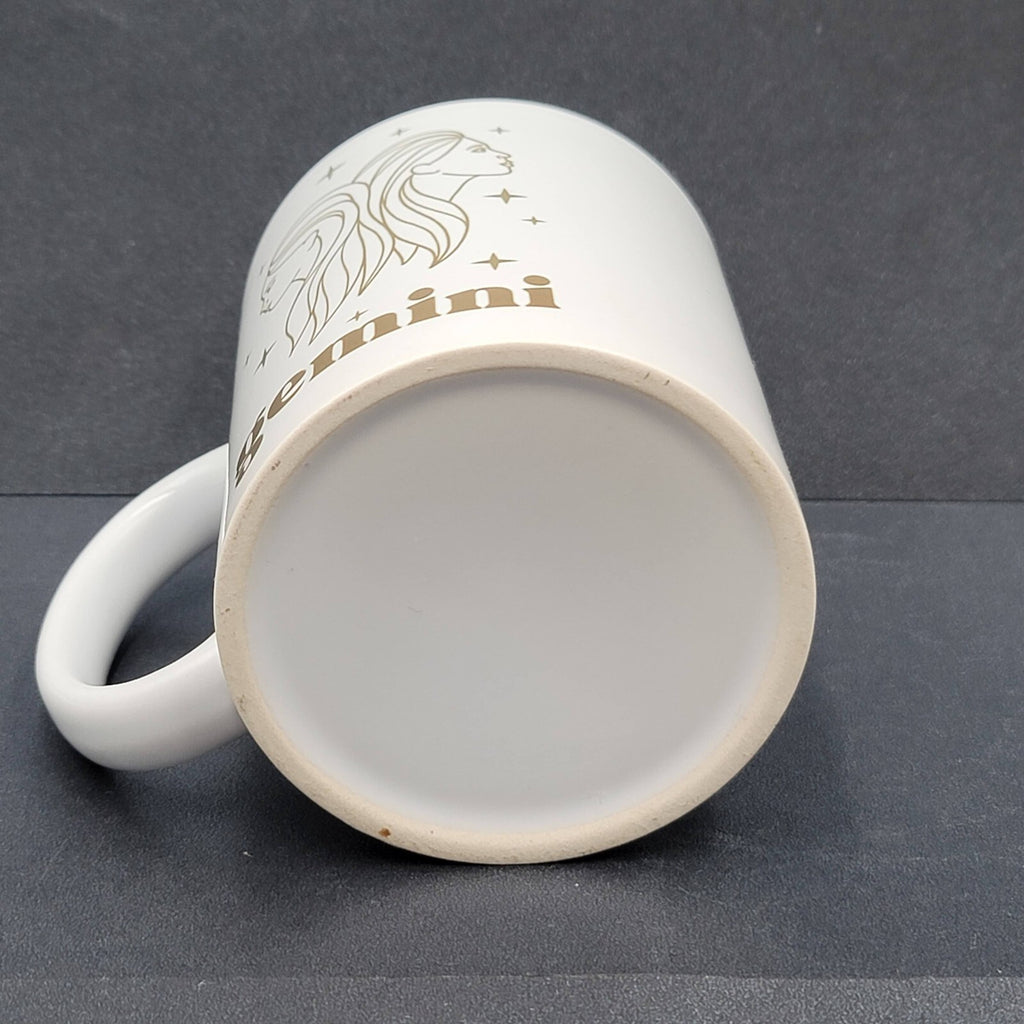 Gemini Horoscope Twins Zodiac Porcelain Coffee Mug White Gold