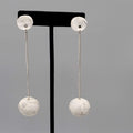 Polymer Clay Statement Pierced Earrings Silver tone Gray Dangle Long 3.75"
