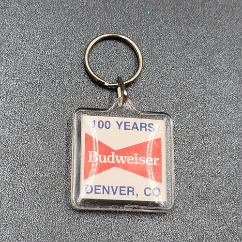 Budweiser Breweriana Beer Key Chain Ring 100 Years Denver CO Vintage