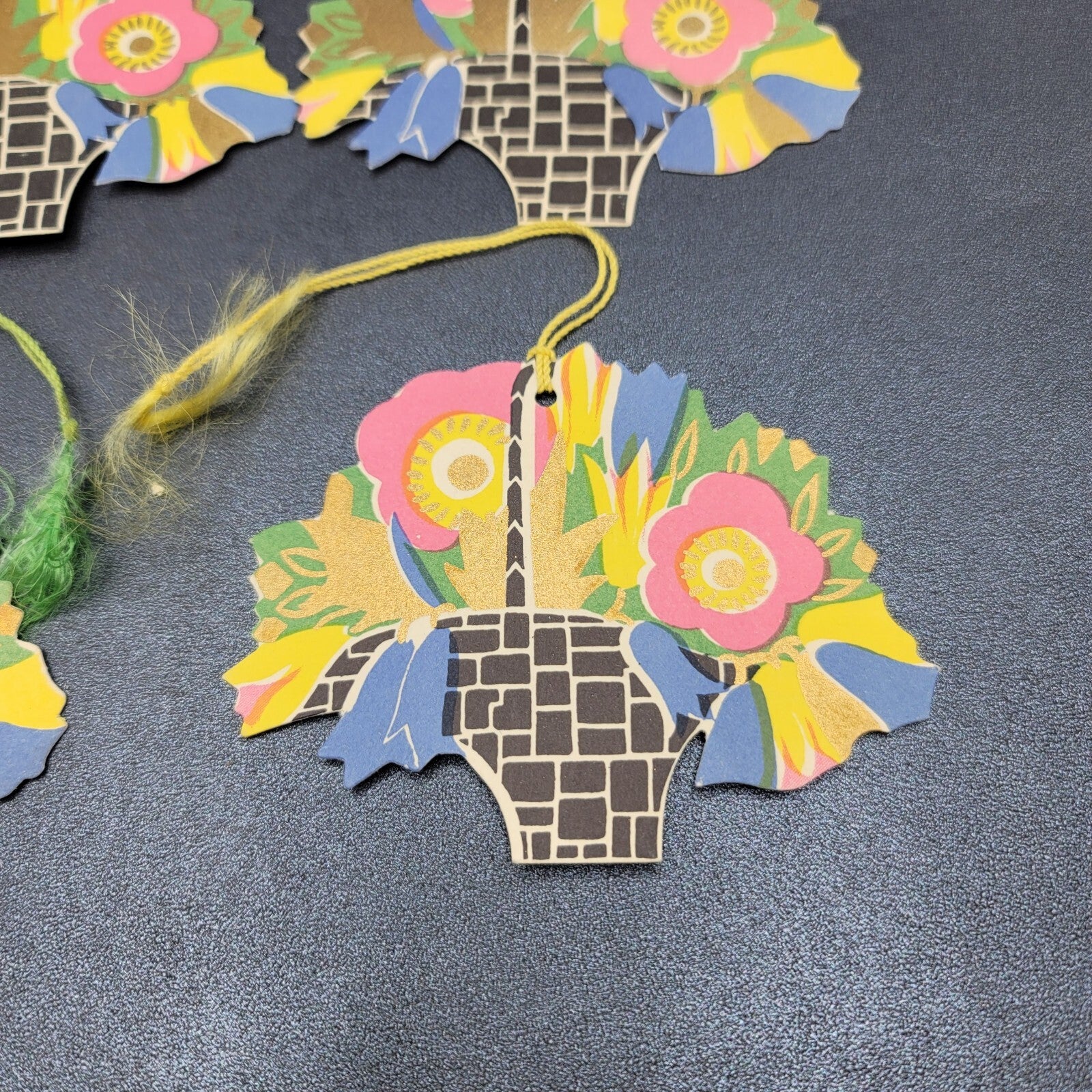 Vintage Set of 4 Art Deco Bridge Tally Card Scorebook Basket of Flowers