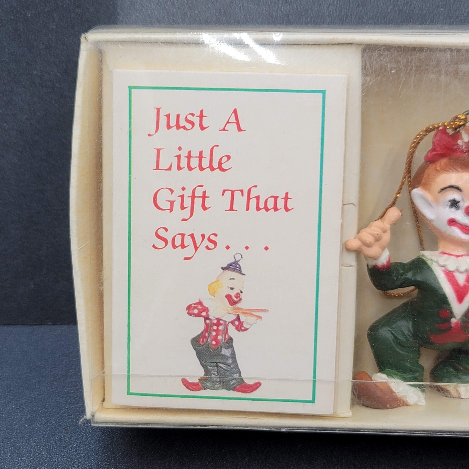 NOS Vintage Bradford Novelty Co CLOWN ORNAMENT With Warmest Wishes 2.75"