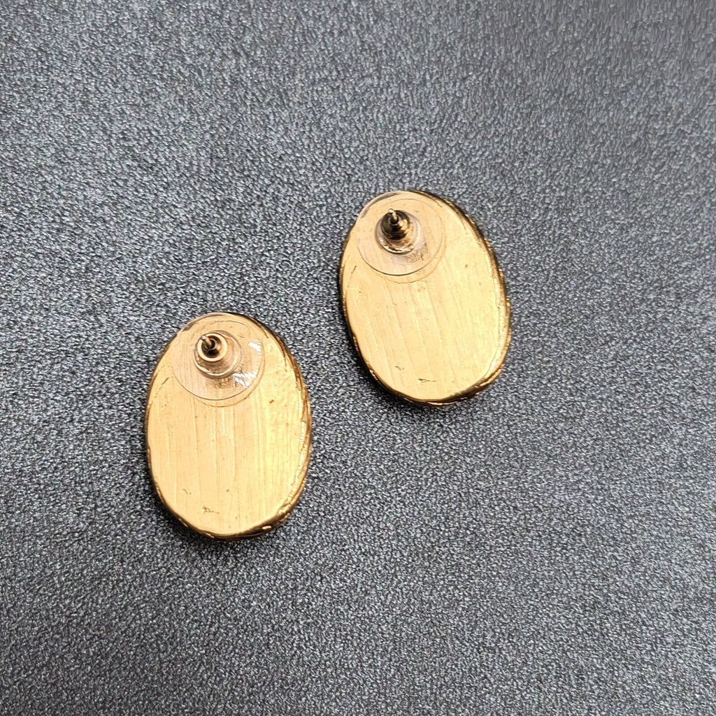 Vintage Pierced Earrings Gold Plated Red Faceted Glass Drop 1"