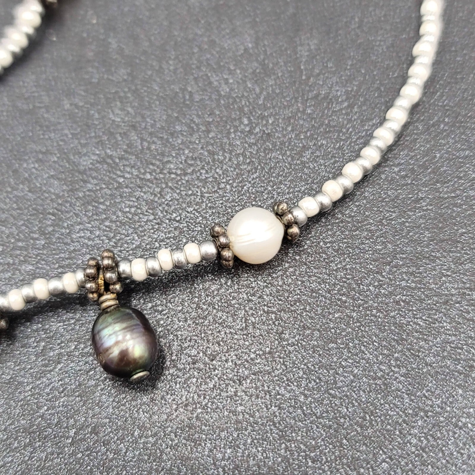 Natural Cultured Freshwater Pearl and Seed Bead Necklace 18"