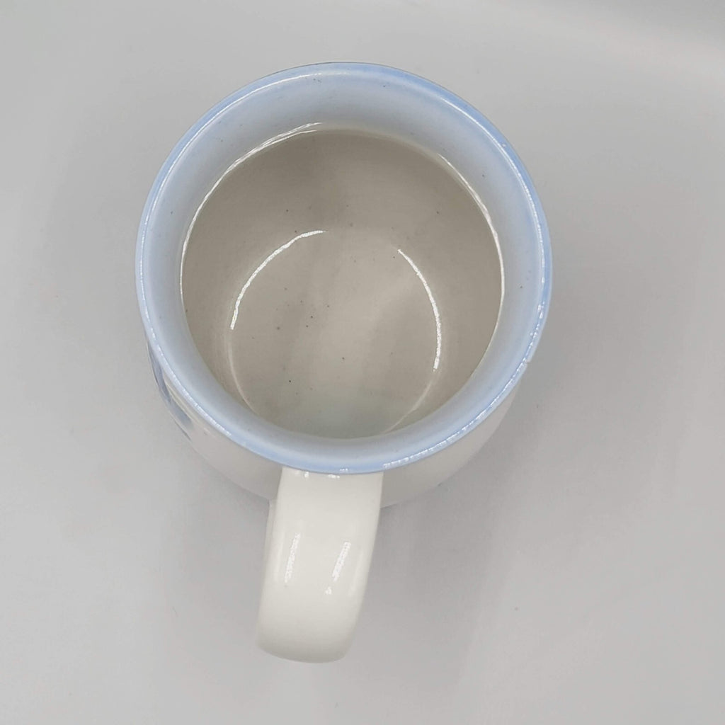 Blue Flowers Iris Pottery Coffee Mug Handmade Glazed