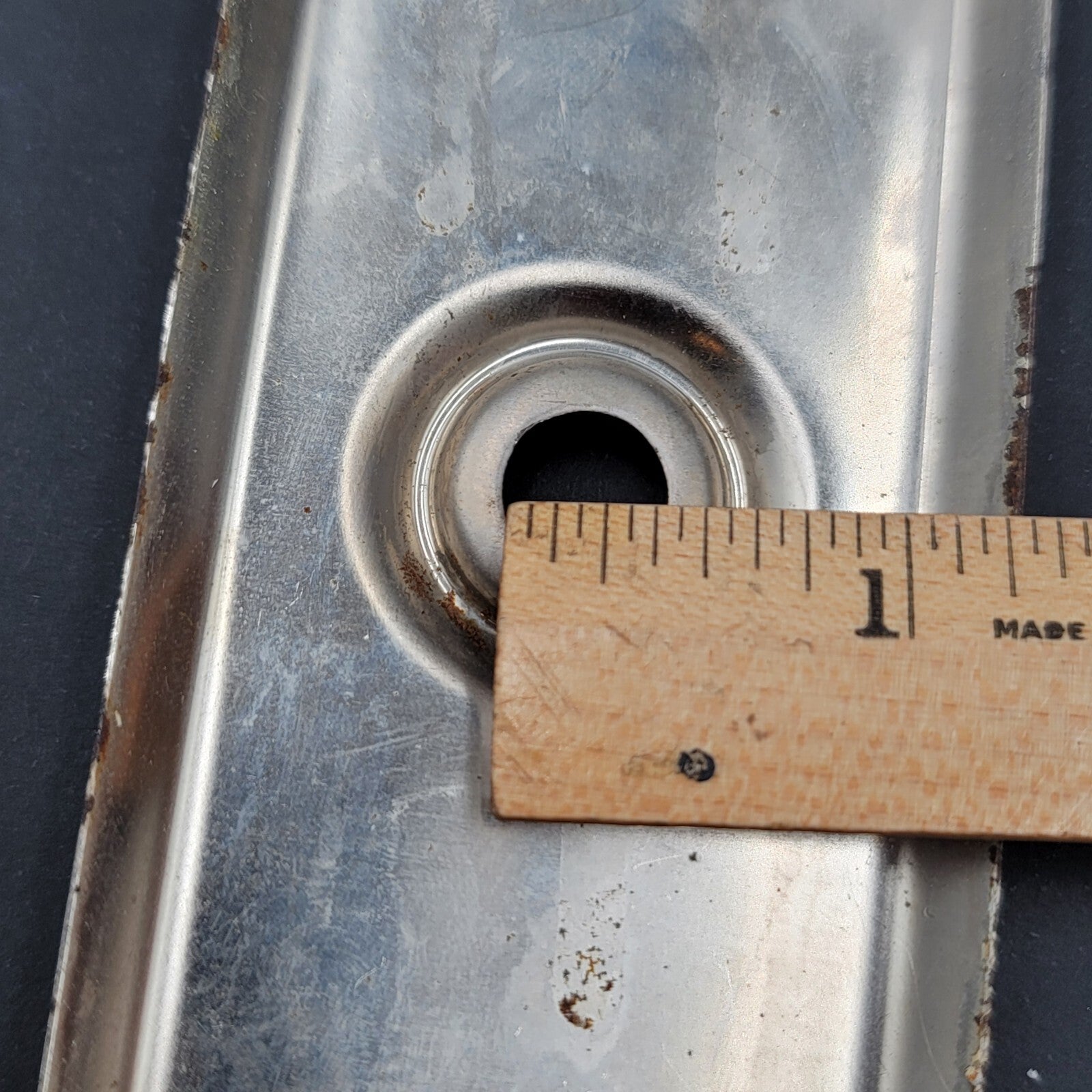 Vintage Steel Doorknob Silver Back plate 7" x 2.25" Salvage Door Hardware 2.25"