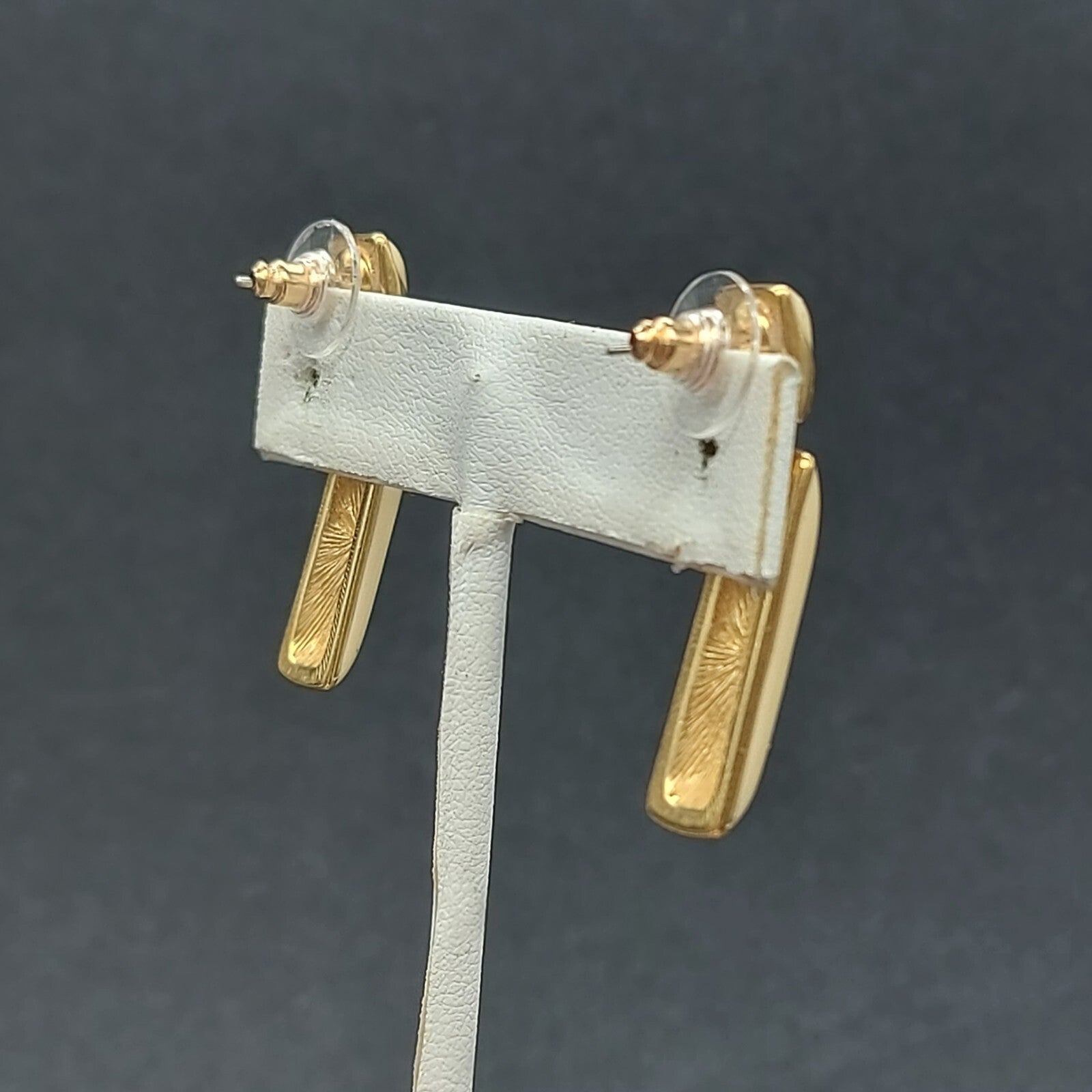 Vintage Pierced Earrings Cream Enamel Dangle 1 3/8"