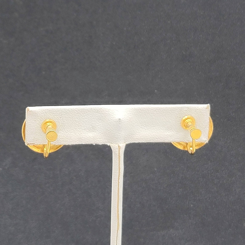 Vintage Clip on Earrings Gold tone Fleur Di Lis Mother of Pearl 5/8" Screw Back