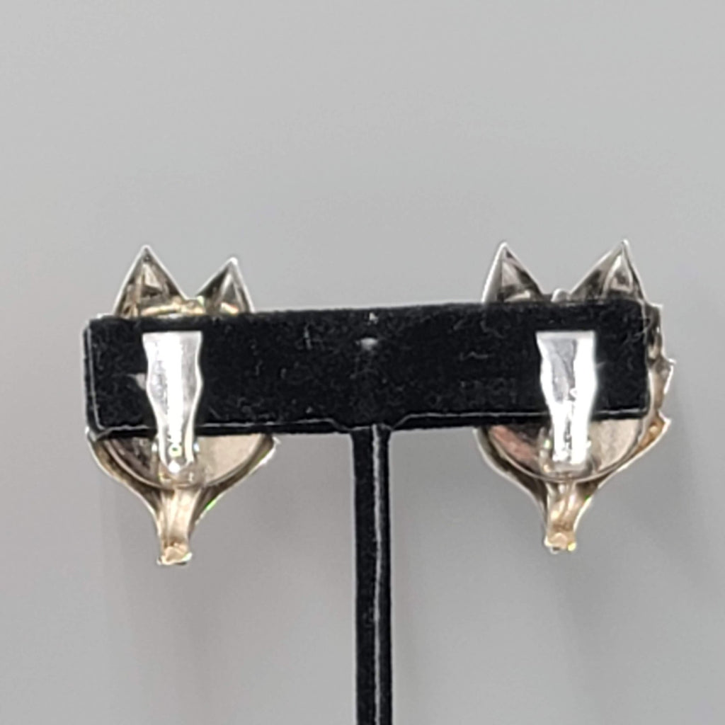 Vintage Marino Clip on Earrings Silver tone Leaf Climber 1 3/8"