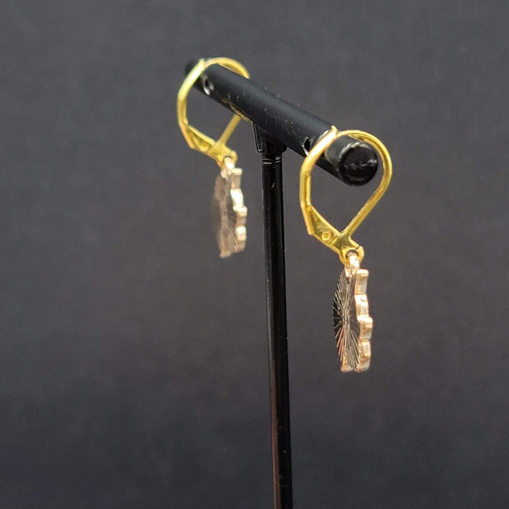 New Unicorn Pierced Earrings Blue Enamel Dangle Gold tone 5/8"