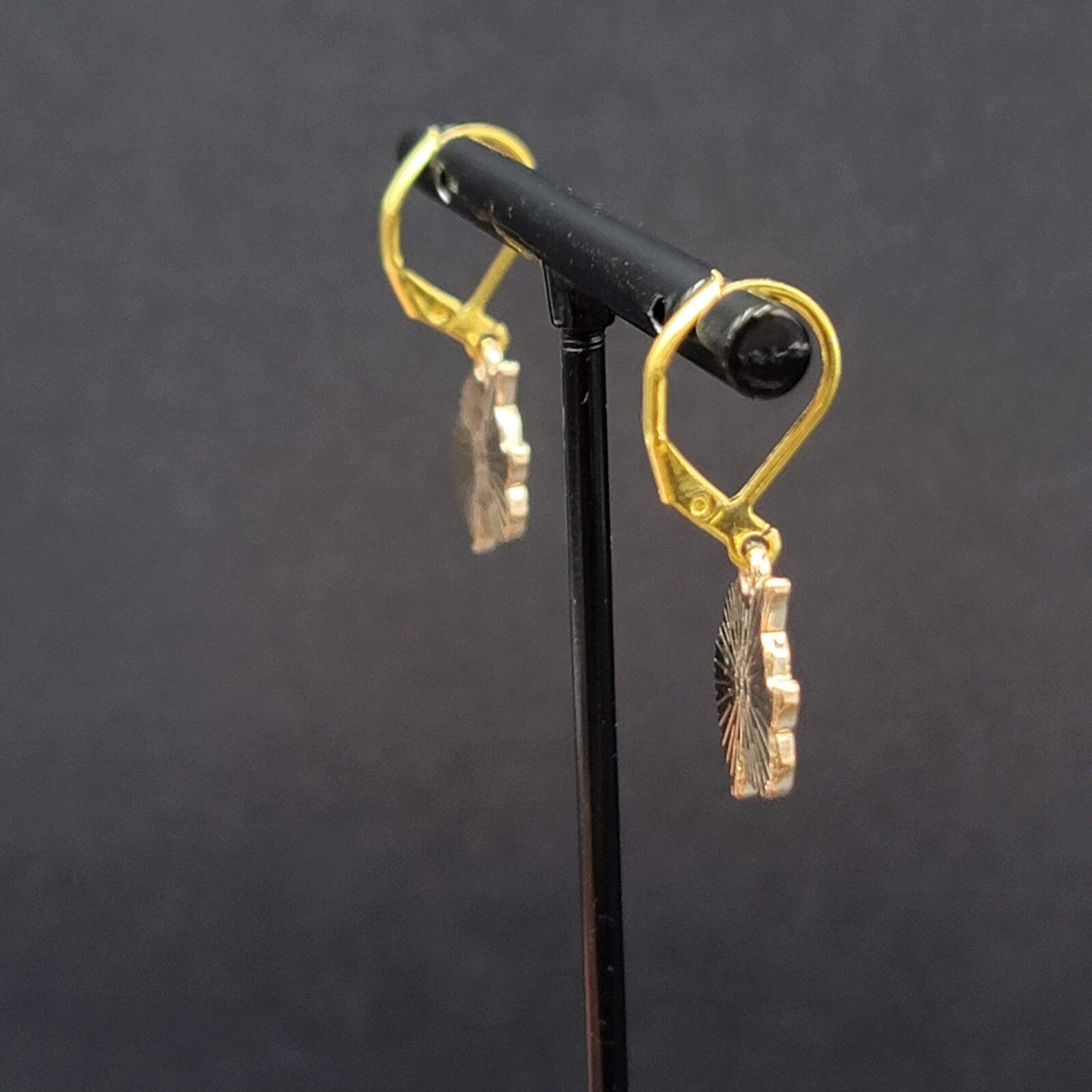 New Unicorn Pierced Earrings Blue Enamel Dangle Gold tone 5/8"