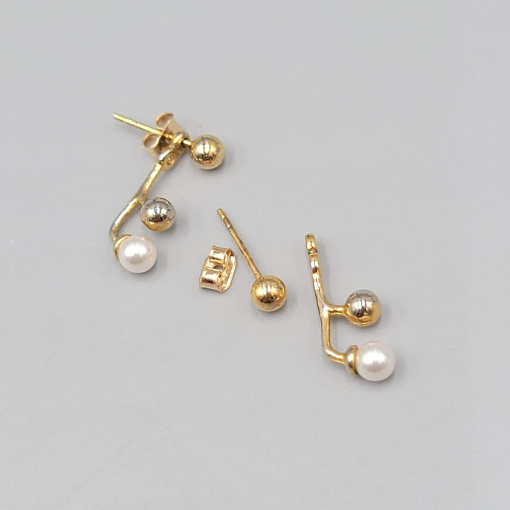 Modern Minimalist Pierced Earrings Stud Jacket Studs Dangle 5/8"