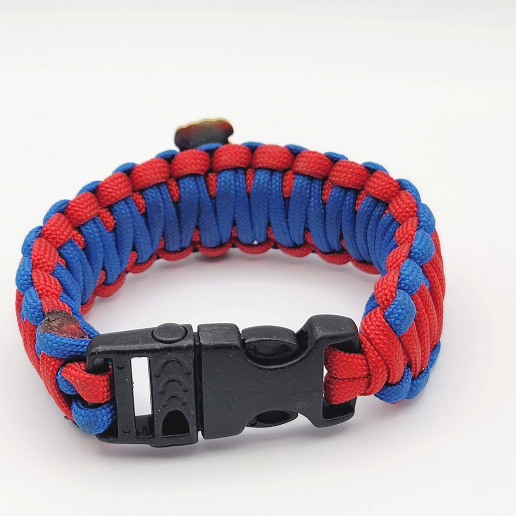 USMC Paracord Bracelet Enamel Bulldog Red Blue 7 in