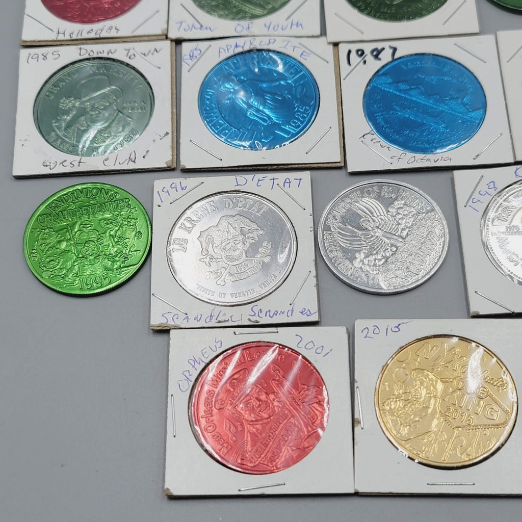 Vintage Mardi Gras Doubloons 39 Pcs token Lot Set PGG Charms 1962-2015
