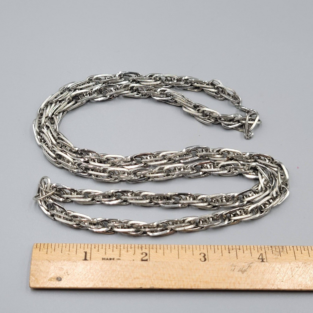 Vintage Statement Chain Necklace Multi Link Long 30" Estate Costume Jewelry