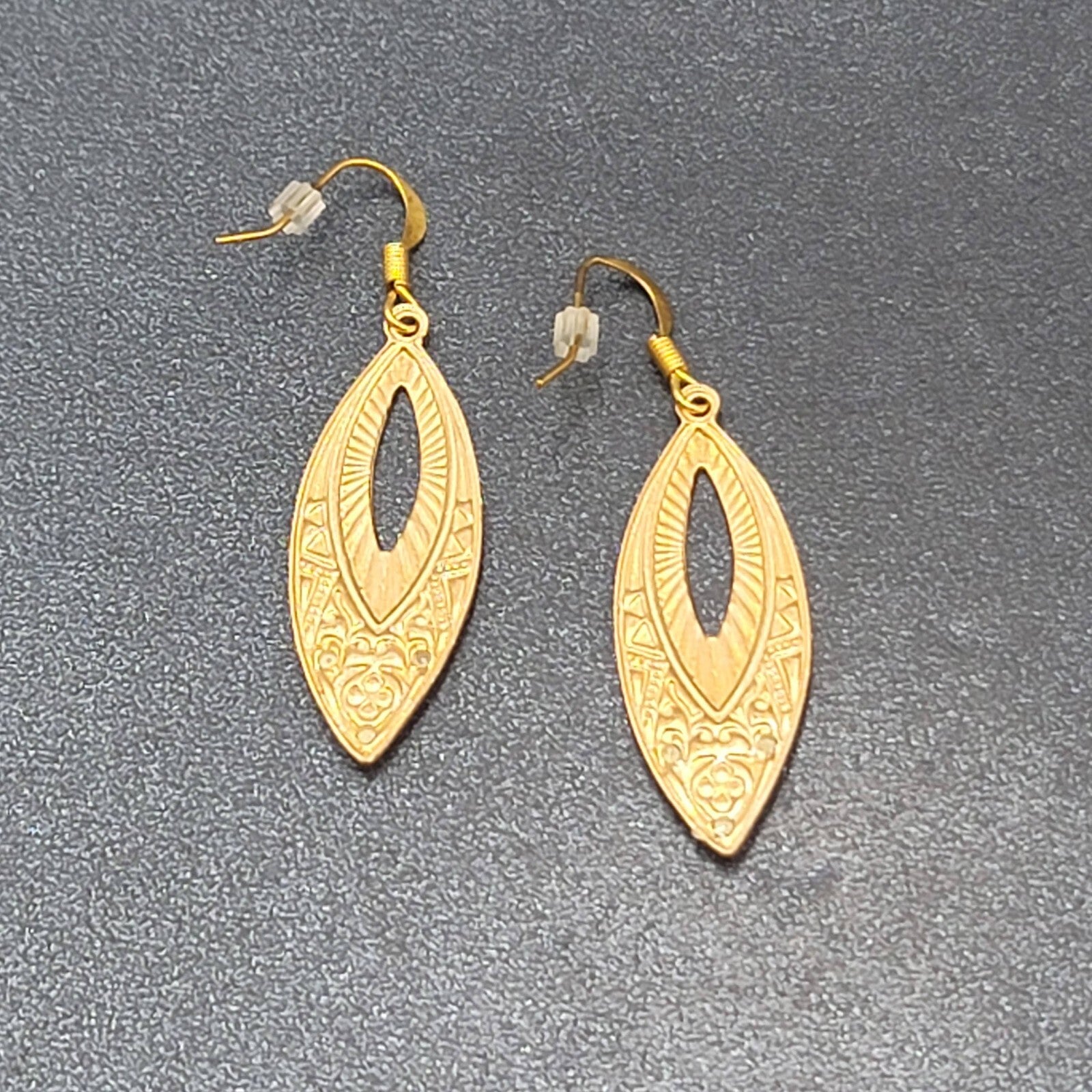 Pierced Earrings Gold tone Rhinestone Dangle 1.5"