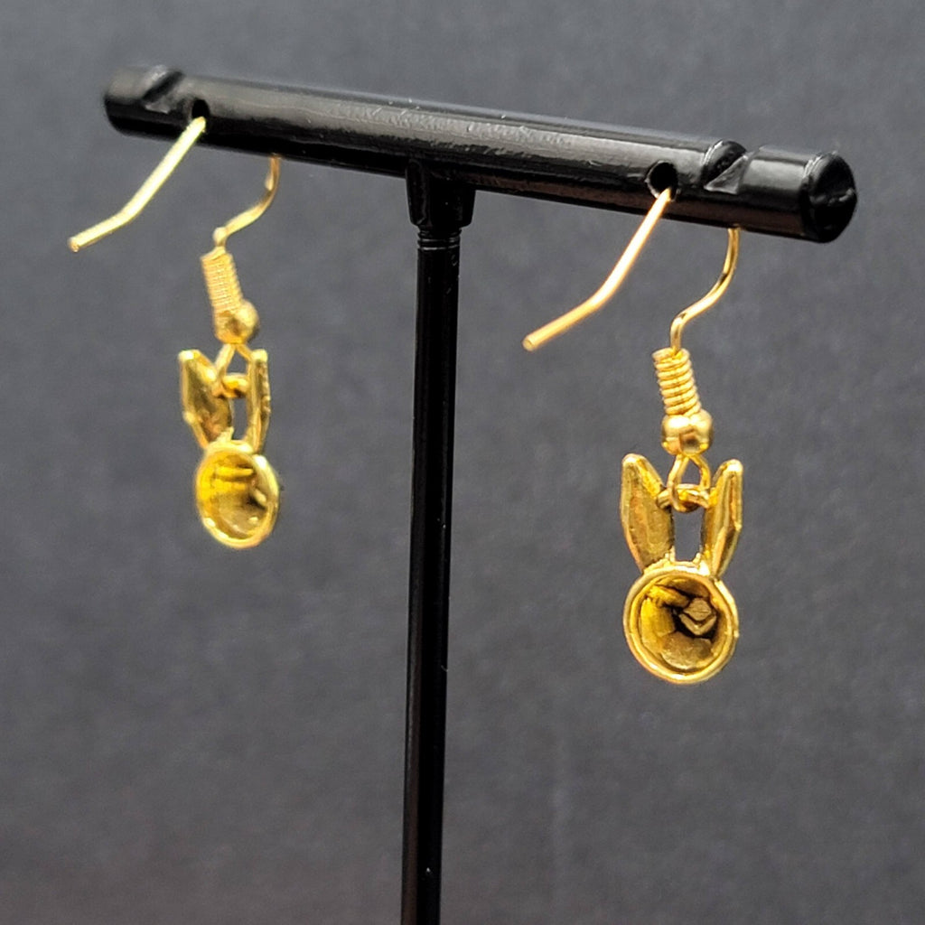 New Bunny Rabbit Pierced Earrings Gold Plated Dangle 1/2"
