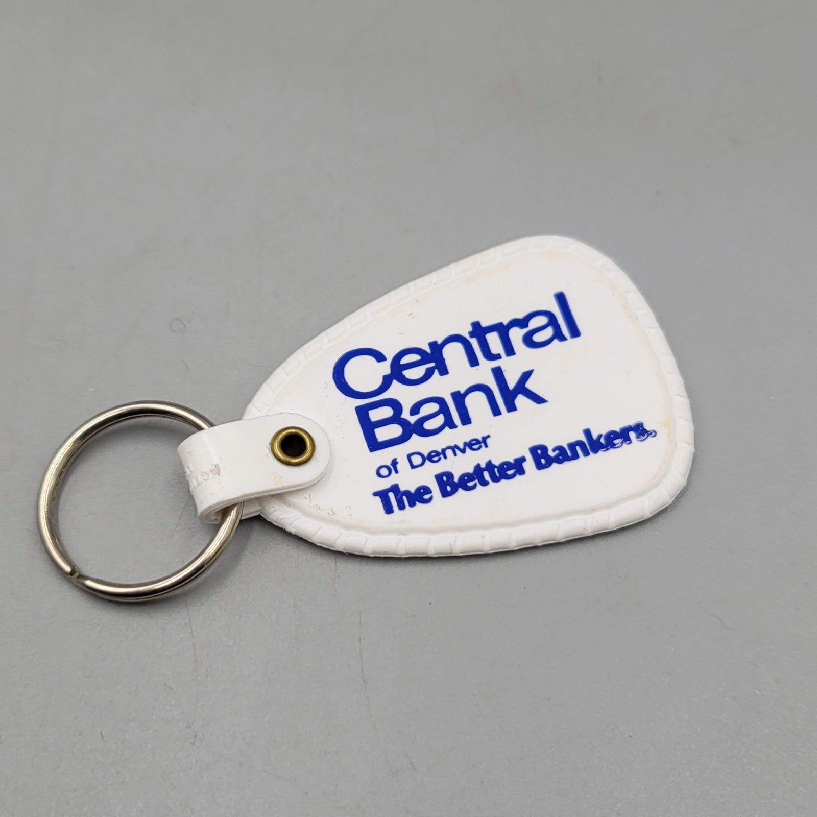 Vintage Air Force One Central Bank Denver White Vinyl Advertising Keychain Promo