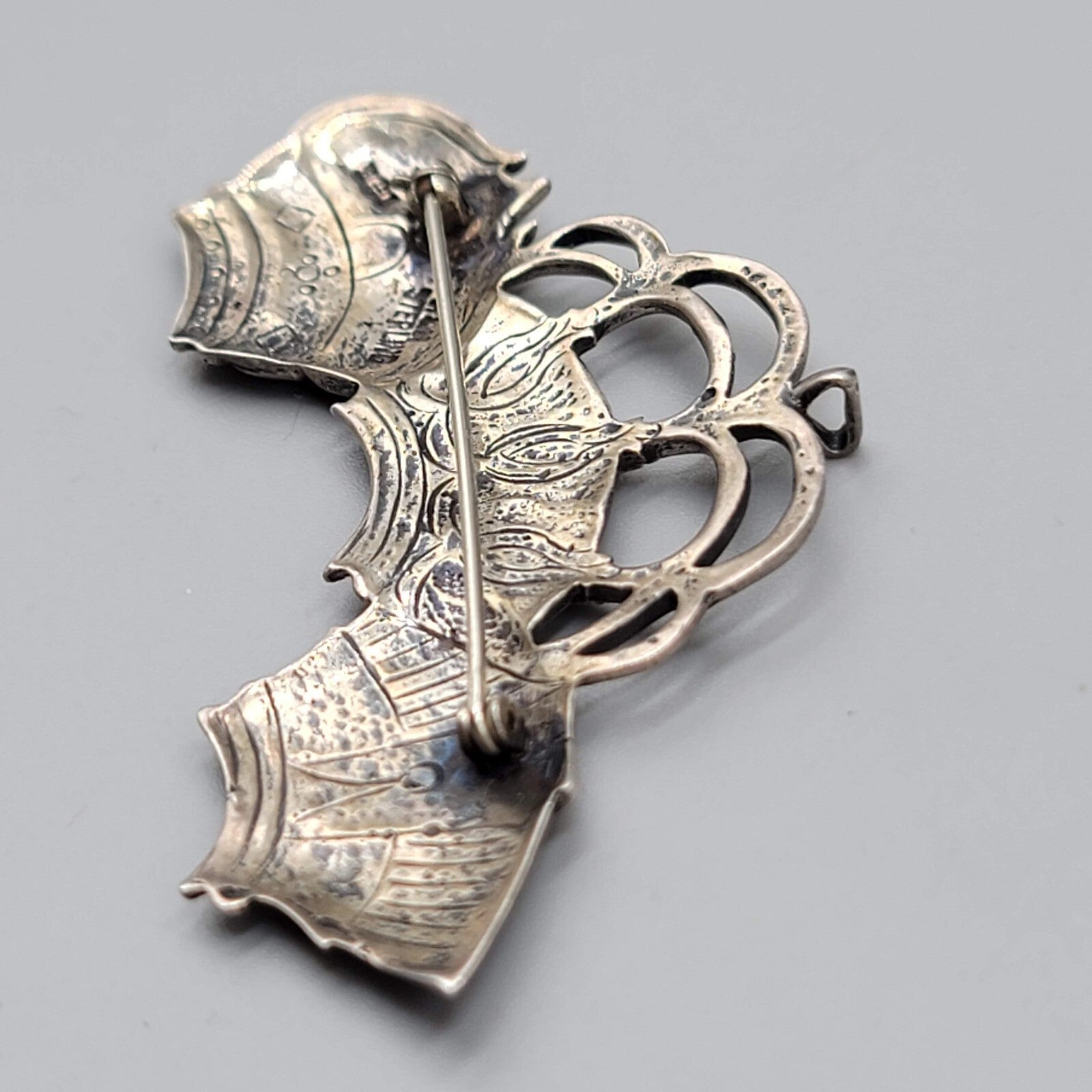 Vintage H&H Hand and Hammer Sterling Silver 925 Three Crowns Brooch 2.5"