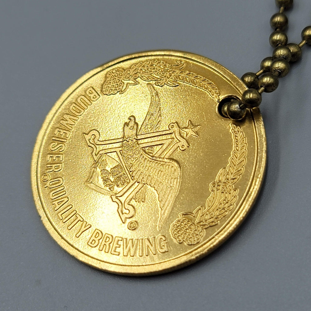 Vintage Keychain Token Budweiser Quality Brewing Natural Ingredients 1.5"