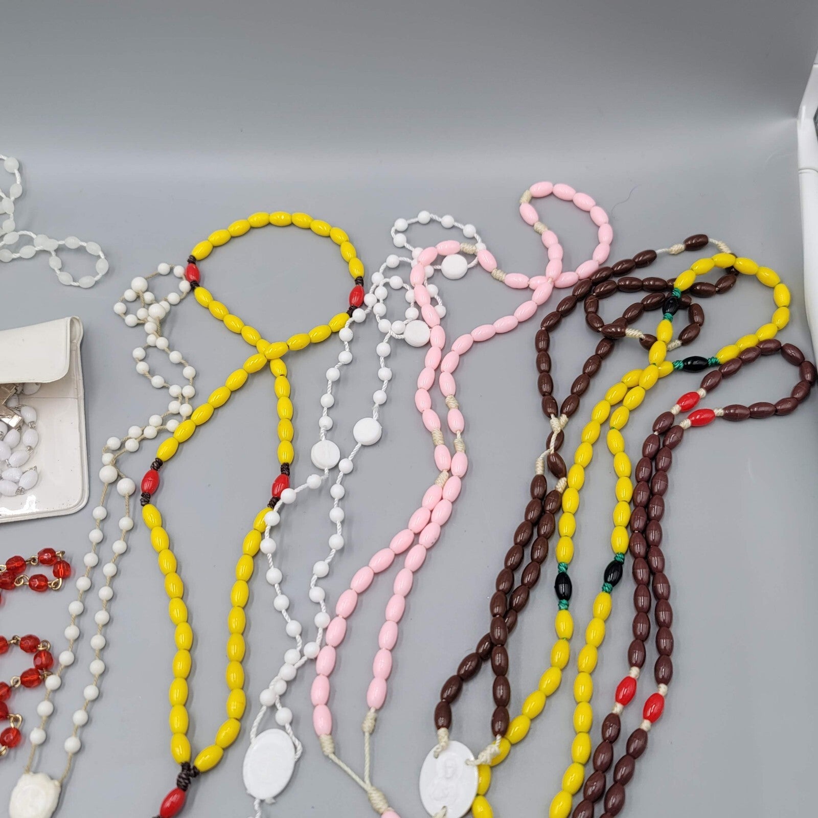 Lot of 14 Plastic Bead Rosary Catholic Religious