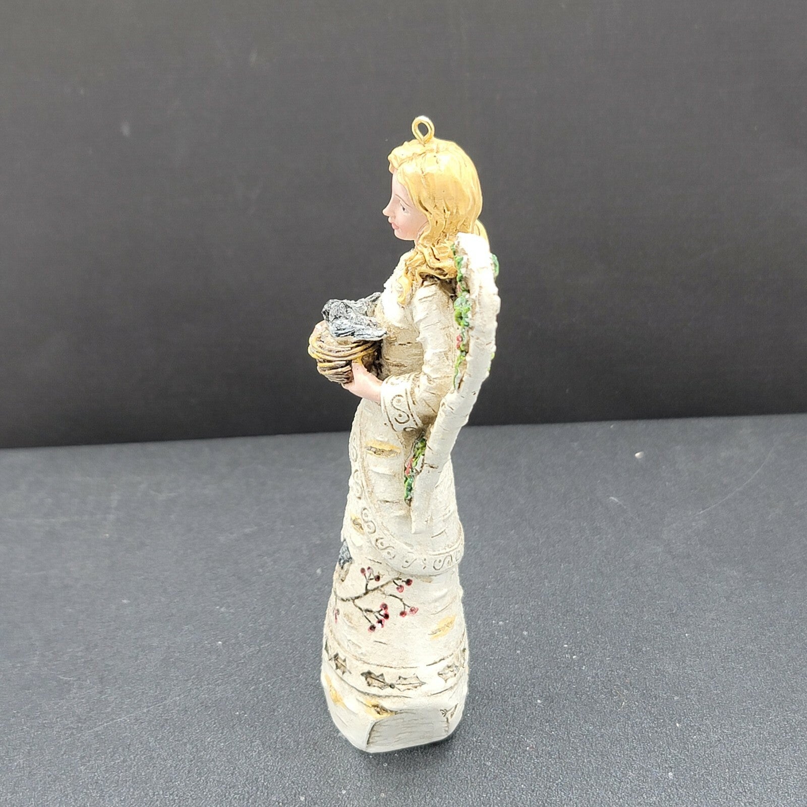 Lot of 3 Adler White Woodland Angel Bluebirds 4 3/4" Bird Christmas Ornament 