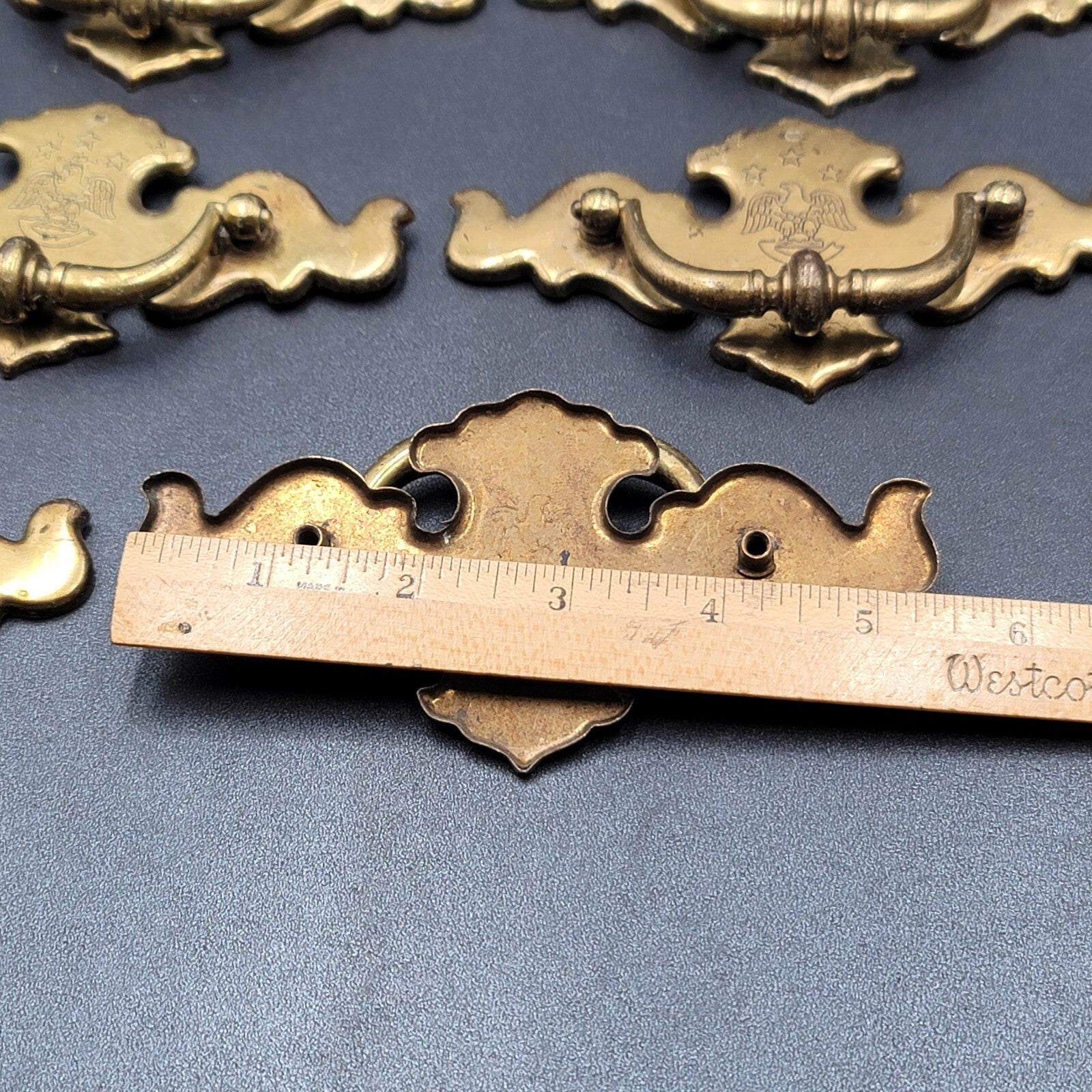 Vintage Lot of 8 Drawer Drop Pulls Cabinet Pull Handles Patriotic Eagle 3"