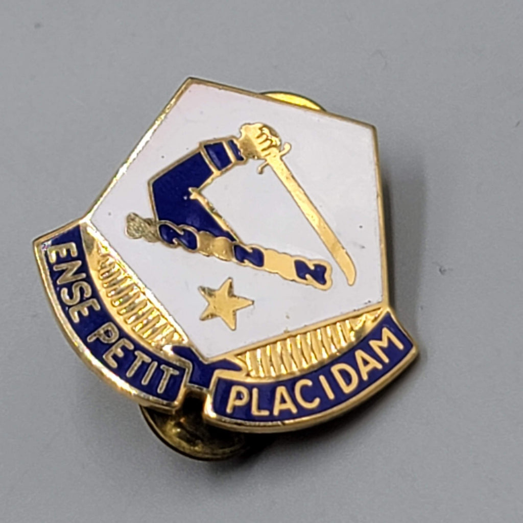 US Military Massachusetts National Guard Insignia Pin Ense Petit Placidam 1 1/8"
