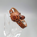 Brown Leather Sea Turtle Bracelet Engraved Snap Closure Small