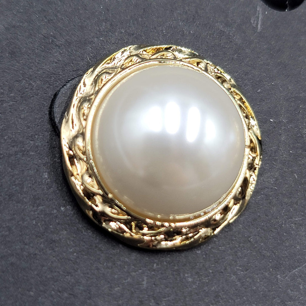 Katheryn Kent Pierced Earrings Gold tone Domed White Studs NOS 3/4"