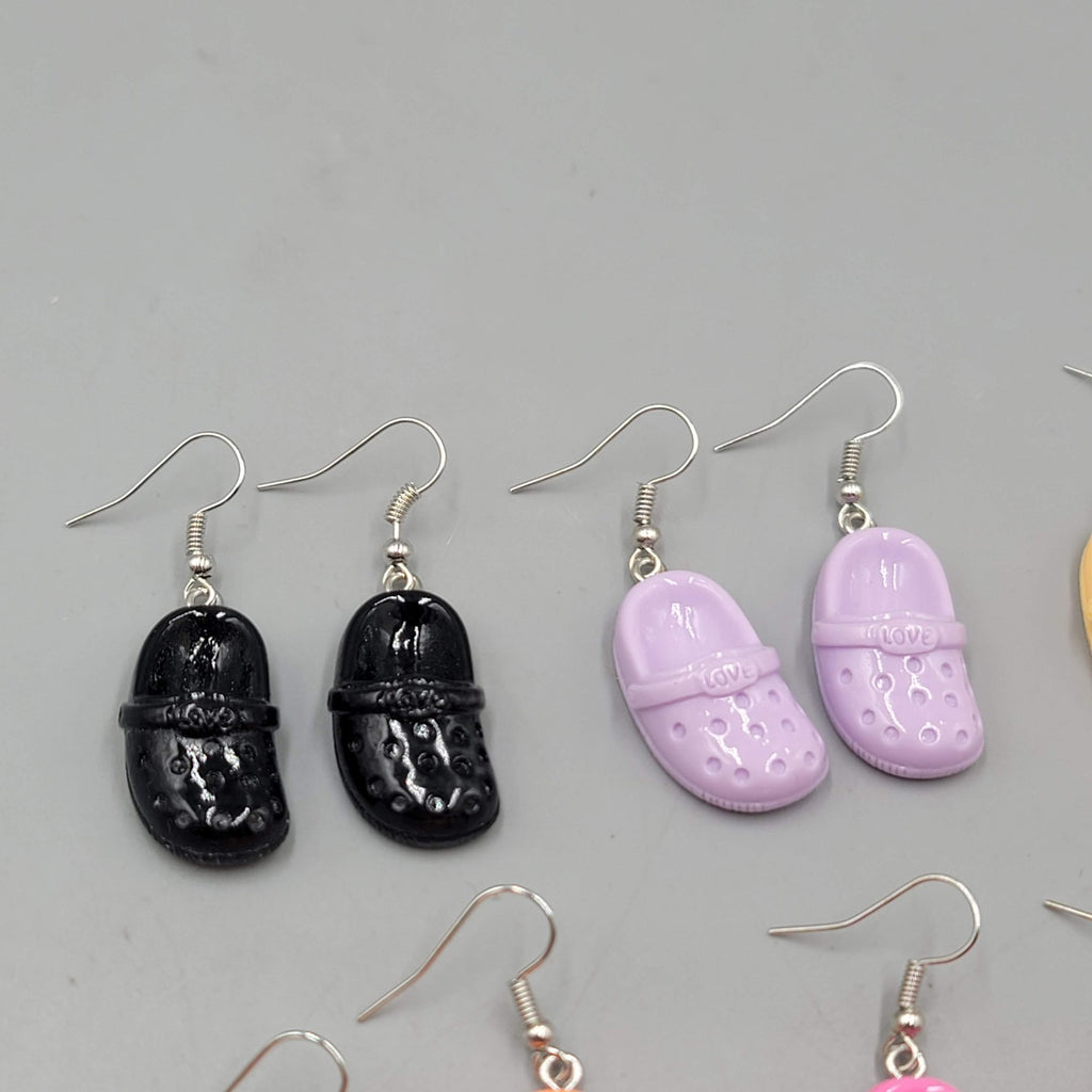 Croc Lot Pierced Earrings Set of 6 Multicolor Silver tone Dangle 1 in