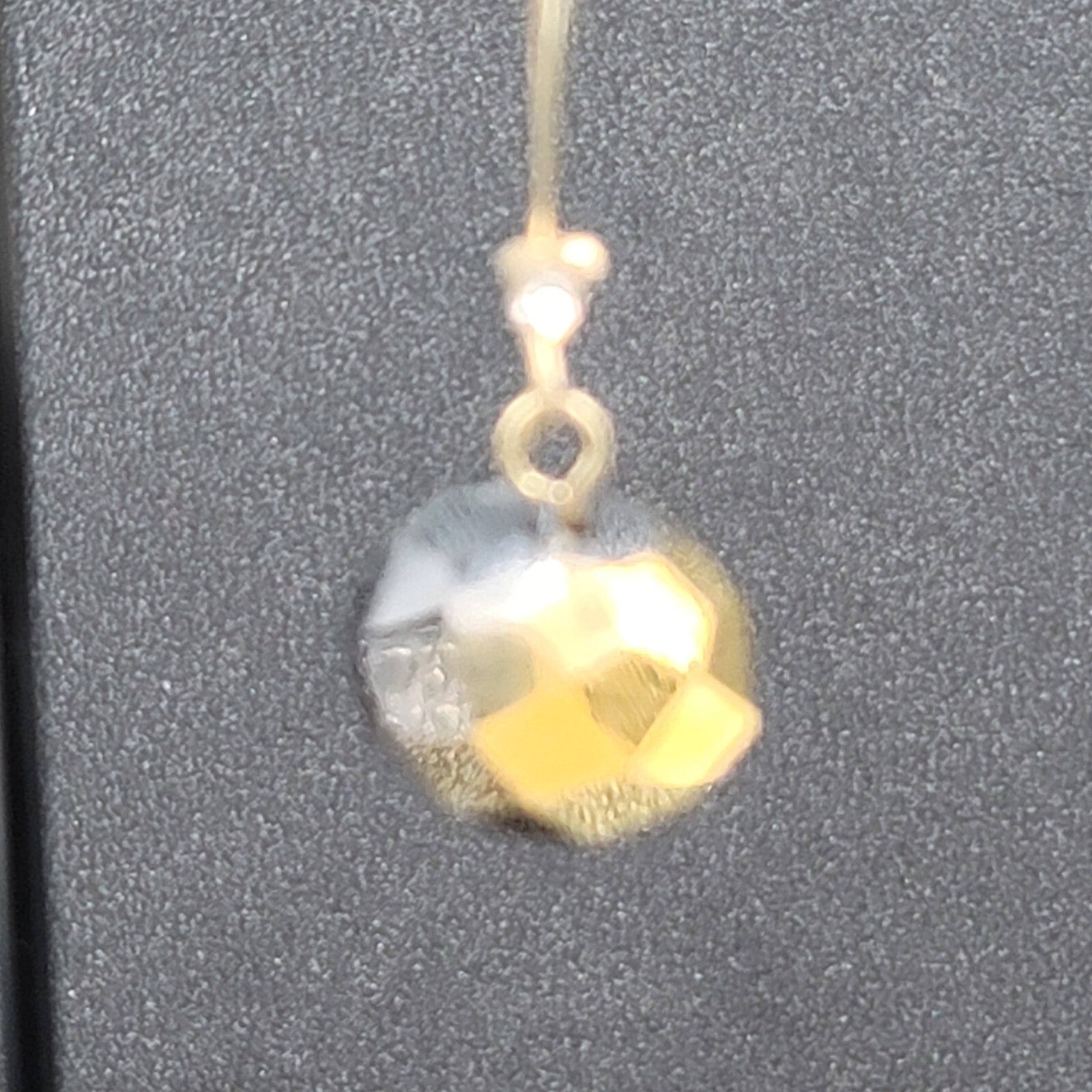 Pierced Earrings Gold tone faceted Glass Bead Smokey Gray Dangle 2"